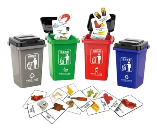 Juego Educativo Clasificación De Basura Con 4 Botes Tarjetas — foto 2
