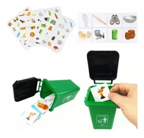 Juego Educativo Clasificación De Basura Con 4 Botes Tarjetas — foto 3