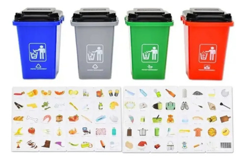 Juego Educativo Clasificación De Basura Con 4 Botes Tarjetas — foto 4
