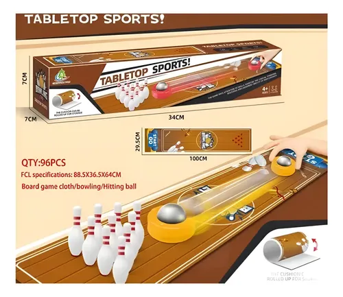 Juego Mini Mesa Tablero De Bowling Bolos Tira A Los Pinos — foto 2