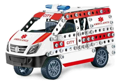 Juguete Ambulancia Armable Interactiva Para Niños Colección Metal — foto 3