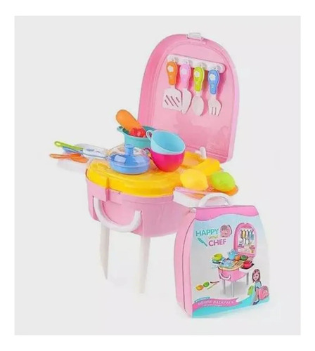 Juguete Cocinero Mini Chef Mochila Juego Para Niños Rosa — foto 3