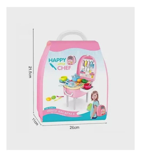 Juguete Cocinero Mini Chef Mochila Juego Para Niños Rosa — foto 5