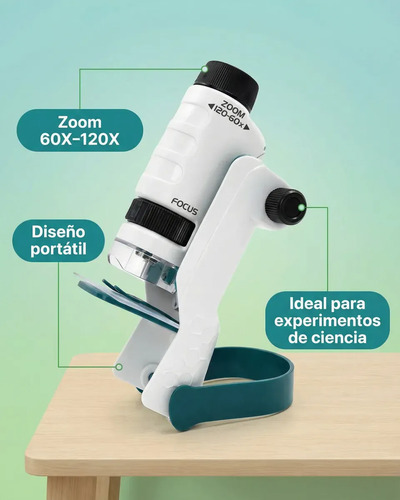 Juguete Microscopio Científico Lente 60-120x Blanco — foto 4