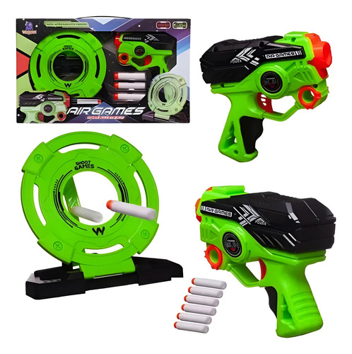 Juguete Pistola Lanza Dardos Con Blanco Para Niños Verde
