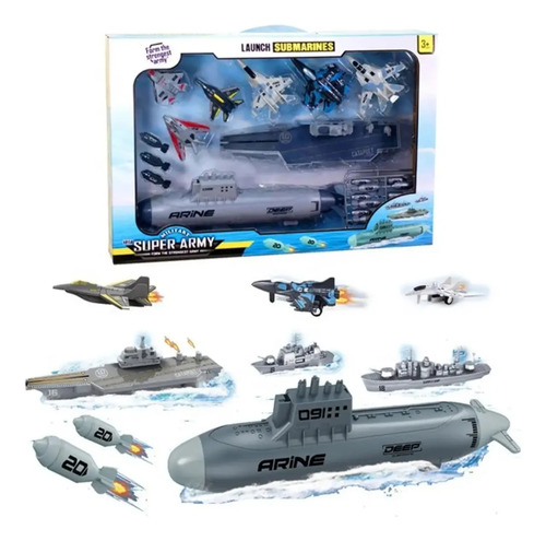 Juguete Set De Vehículos De Guerra Aviones Y Submarino Niños Gris