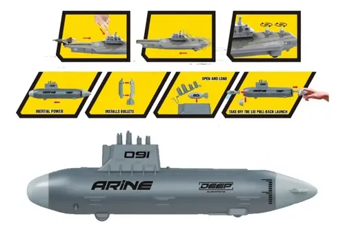 Juguete Set De Vehículos De Guerra Aviones Y Submarino Niños Gris — foto 5