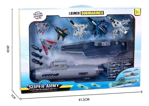 Juguete Set De Vehículos De Guerra Aviones Y Submarino Niños Gris — foto 6
