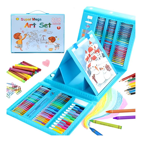 Kit De Dibujo Para Niños 208 Piezas De Colores Arte Diseño