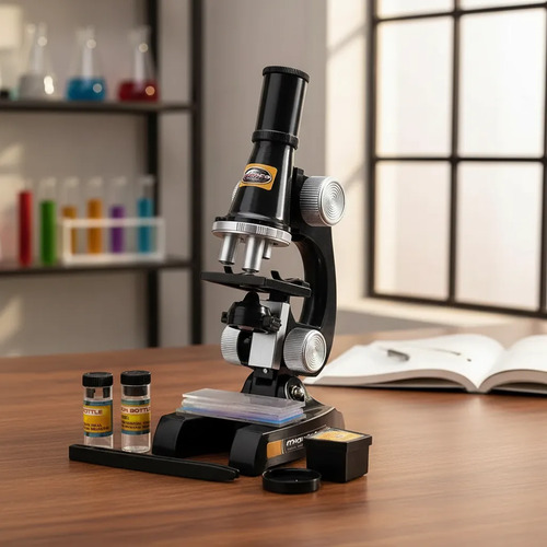 Kit Microscopio Compuesto Con Diapositivas Para 100x A 450x Negro — foto 4