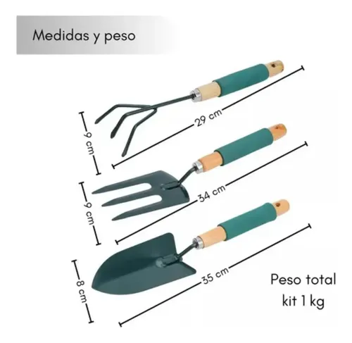 Kit Set Jardinería Huerto 3 Piezas — foto 3
