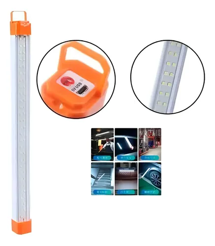 Lampara Barra Emergencia  Luz Recargable 17 Cm Blanco