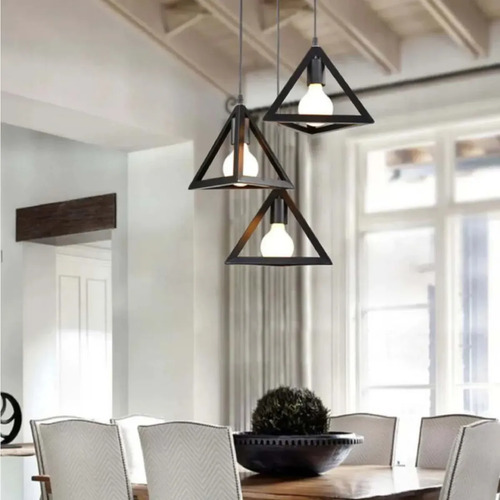 Lampara Colgante Diseño Triangular Vintage 13607-6 Negro — foto 4