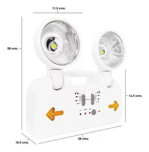 Lámpara De Emergencia Encendido Automatico Ajustable Blanco — foto 2