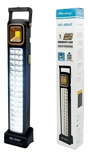 Lámpara Luz Solar De Emergencia Recargable 48 Led Foco Usb C Negro