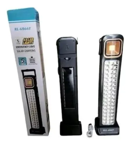 Lámpara Luz Solar De Emergencia Recargable 48 Led Foco Usb C Negro — foto 2