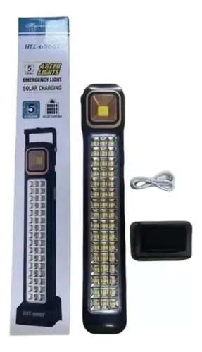 Lámpara Luz Solar De Emergencia Recargable 48 Led Foco Usb C Negro — foto 3
