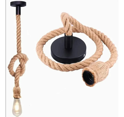 Lampara Soquete Cuerda Soga Rustica Vintage 13607-10 Soga