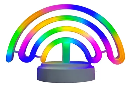 Lámpara Velador Neon Luz Led Forma Arcoiris Blanco