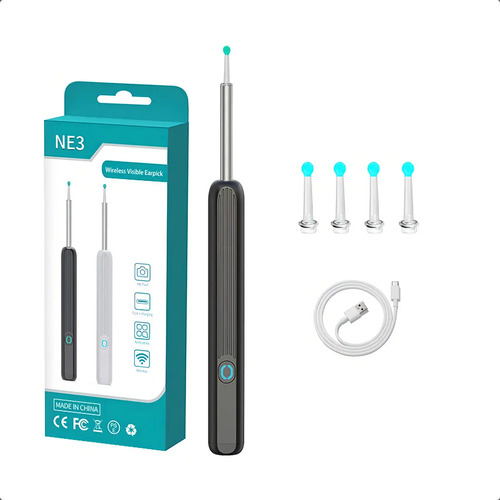 Limpia Oídos Cámara Inteligente Extractor Limpiador De Cera Endoscopio Color Negro Ne3