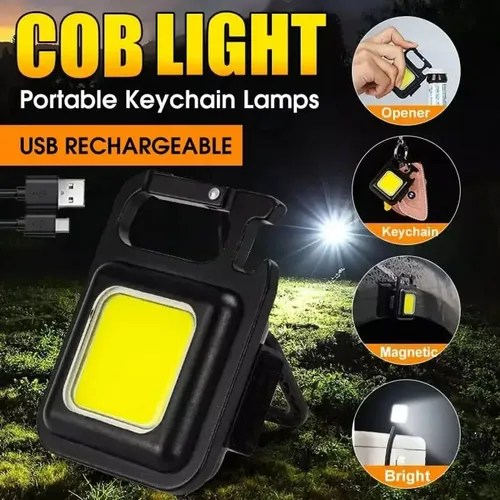 Linterna Led Recargable Con Llavero Y Destapador Imán Blanco Negro — foto 3
