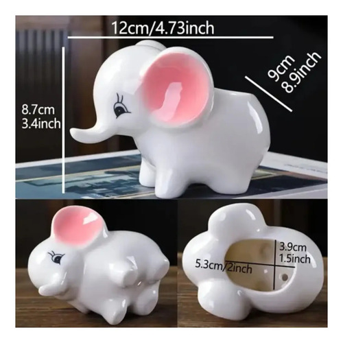 Maceta Elefante Pequeña Cerámica Decoración Blanco — foto 2