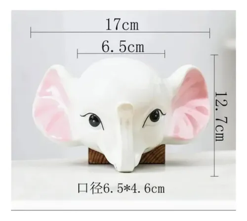 Macetero Cabeza Elefante Cerámico De Pared Decoración Blanco — foto 4