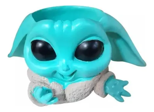 Macetero De Cerámica Diseño Baby Yoda 10cm Verde Baby Yoda