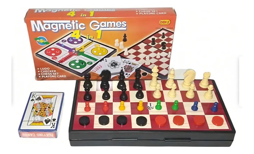 Magnetic Games Juego De Mesa Magnético 4 En 1 Ludo Damas Aje — foto 11