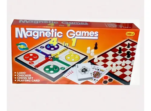 Magnetic Games Juego De Mesa Magnético 4 En 1 Ludo Damas Ajedrez Cartas — foto 5