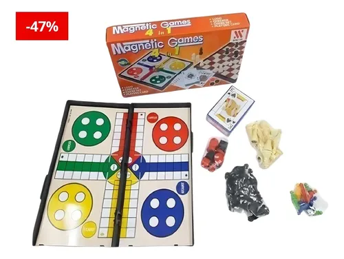 Magnetic Games Juego De Mesa Magnético 4 En 1 Ludo Damas Ajedrez Cartas — foto 6
