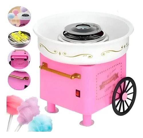 Maquina De Algodon De Azucar Cotton Candy Maquina Retro Rosa