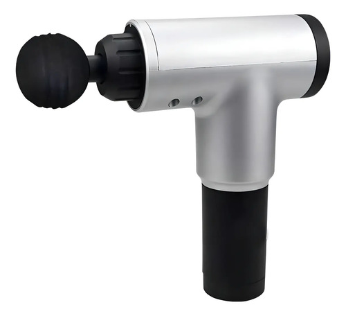 Masajeador Muscular Pistola 4 Accesorios Fascial Gun Plateado/negro