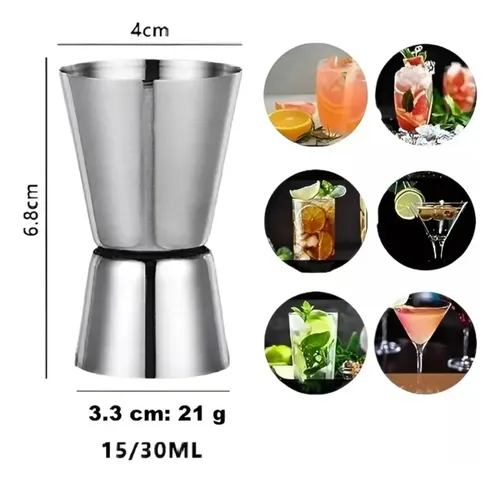 Medidor Tragos Jigger Dosificador De Onza Bartender 15-30ml Plateado — foto 2