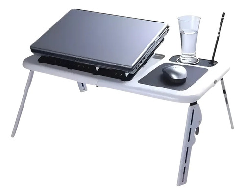 Mesa Portátil Para Notebook Con 2 Ventiladores Cooler Lapto Blanca