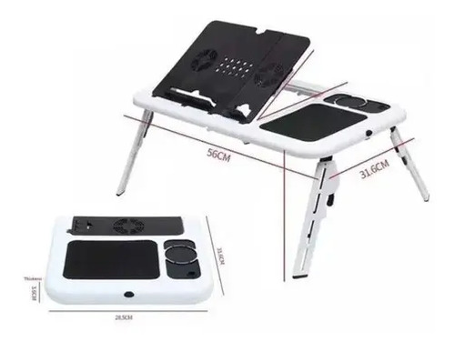 Mesa Portátil Para Notebook Con 2 Ventiladores Cooler Lapto Blanca — foto 2