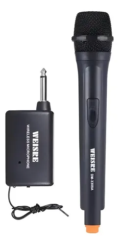 Microfono Inalambrico Transmisor Receptor Doble Canal Weisre Negro