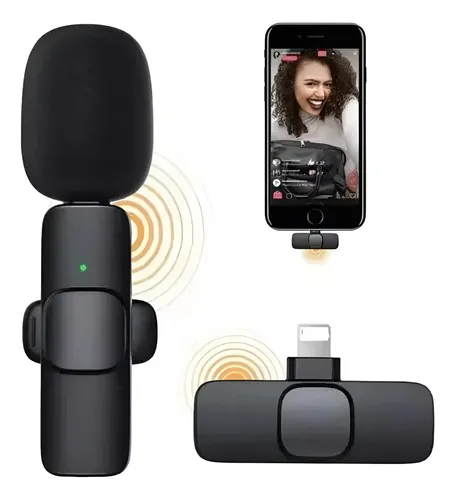 Micrófonos Solapa Inalámbrico Tipo C Para Pc Celular K8 Negro