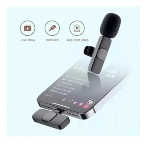 Micrófonos Solapa Inalámbrico Tipo C Para Pc Celular K8 Negro — foto 4