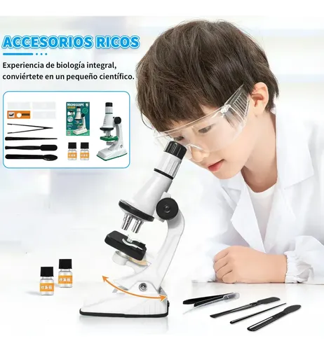 Microscopio Optico Infantil 1200x Juguete Educativo Niños Hd Blanco — foto 2