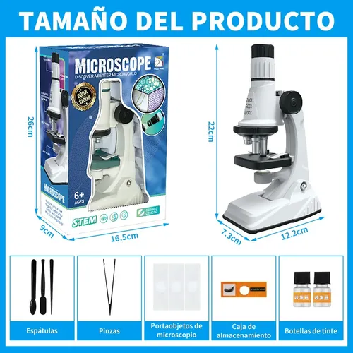 Microscopio Optico Infantil 1200x Juguete Educativo Niños Hd Blanco — foto 3
