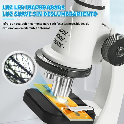 Microscopio Optico Infantil 1200x Juguete Educativo Niños Hd Blanco — foto 5