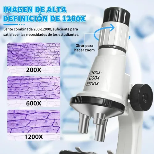 Microscopio Optico Infantil 1200x Juguete Educativo Niños Hd Blanco — foto 6