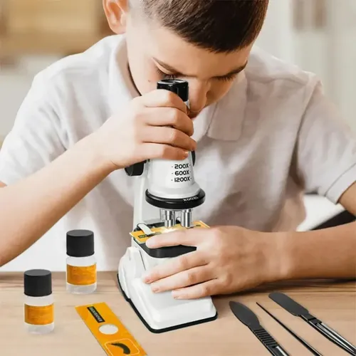 Microscopio Optico Infantil 1200x Juguete Educativo Niños Hd Blanco — foto 7