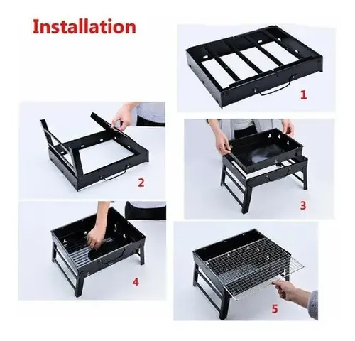 Mini Parrilla Eléctrica Plegable Para Asados Portátil Negro — foto 2
