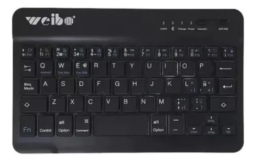 Mini Teclado Inalambrico Bluetooth Recargable Wb-3000 Weibo Negro Español Latinoamérica — foto 3