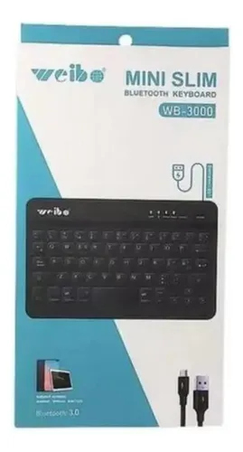 Mini Teclado Inalambrico Bluetooth Recargable Wb-3000 Weibo Negro Español Latinoamérica — foto 4
