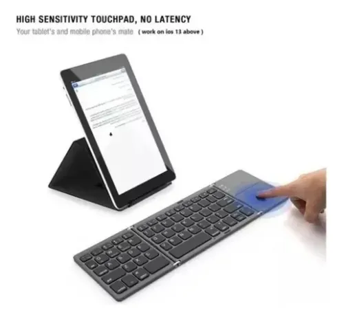 Mini Teclado Inalámbrico Portátil Plegable Con Panel Táctil Negro Español Latinoamérica — foto 2