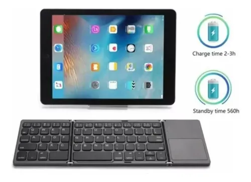 Mini Teclado Inalámbrico Portátil Plegable Con Panel Táctil Negro Español Latinoamérica — foto 4