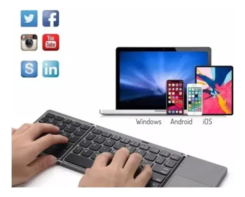 Mini Teclado Inalámbrico Portátil Plegable Con Panel Táctil Negro Español Latinoamérica — foto 6